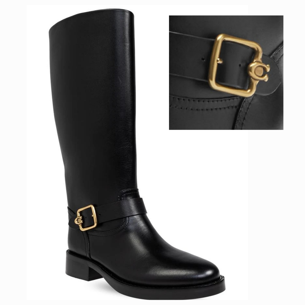 NEW! COACH Black Leather Madeline Knee High Riding Boot 6.